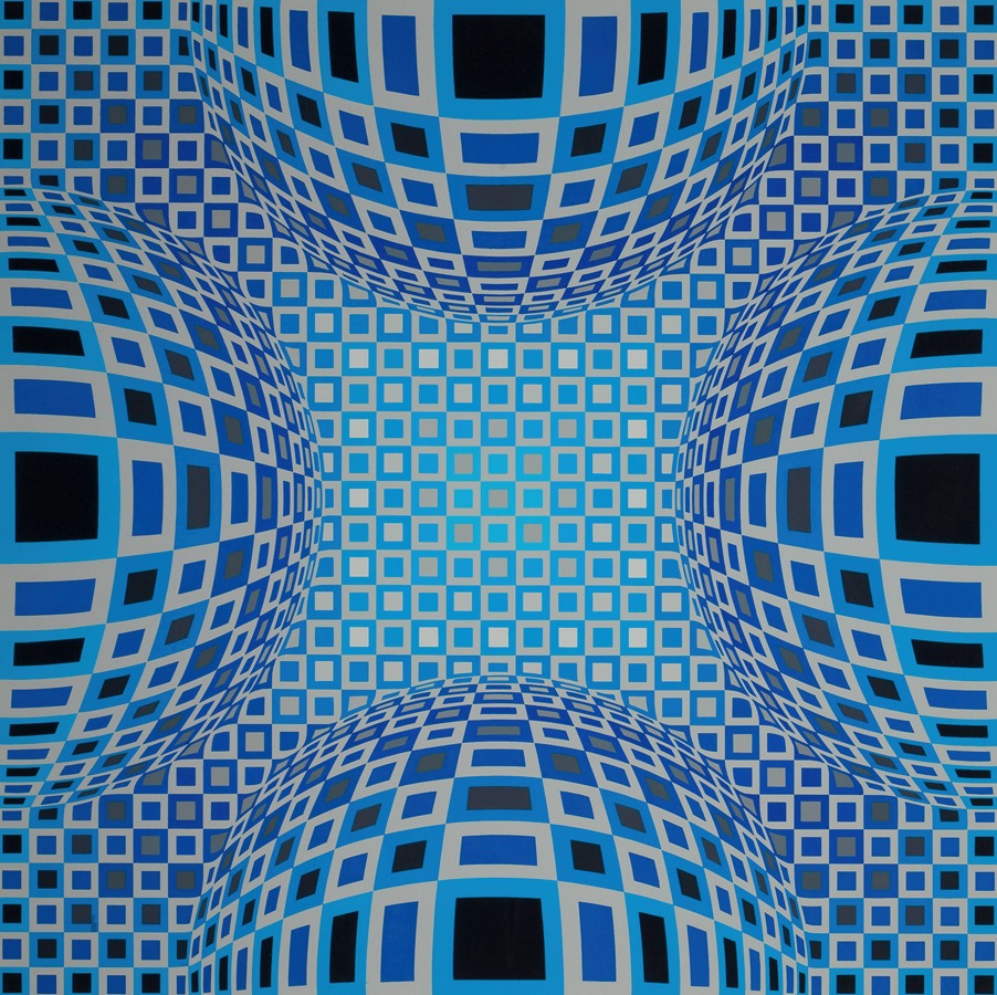 Victor Vasarely - Blue Squares