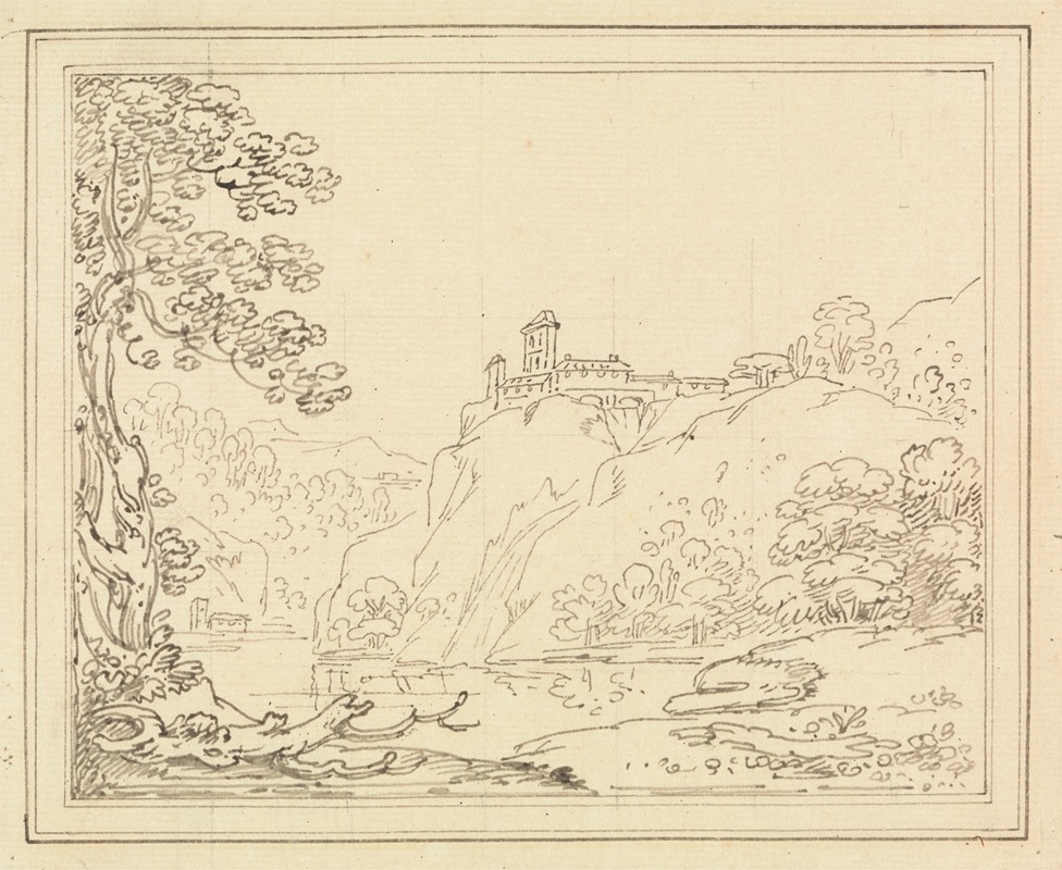 Joseph Farington - Palace on a Cliff Above a River