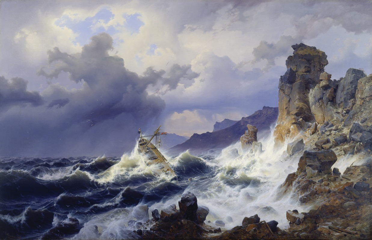 Andreas Achenbach - Storm at Sea off the Norwegian Coast