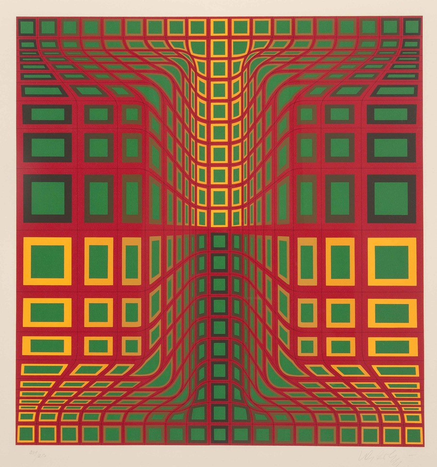 Victor Vasarely - Composition with Red, Yellow, and Green