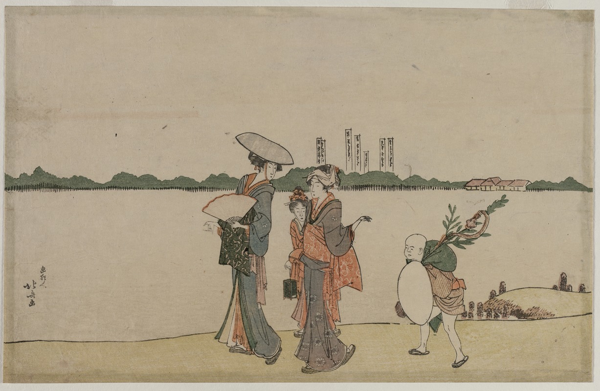 Katsushika Hokusai - Women and Children Walking Along the Sumida River