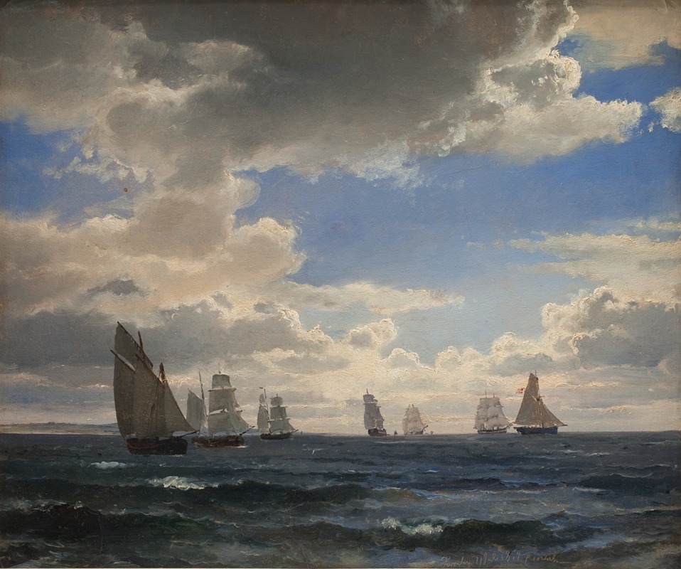 Carl Frederik Sørensen - Sailing Ships in the Sound south of Kronborg