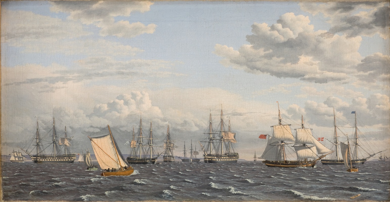 Christoffer Wilhelm Eckersberg - A Russian Fleet at Anchor near Elsinore
