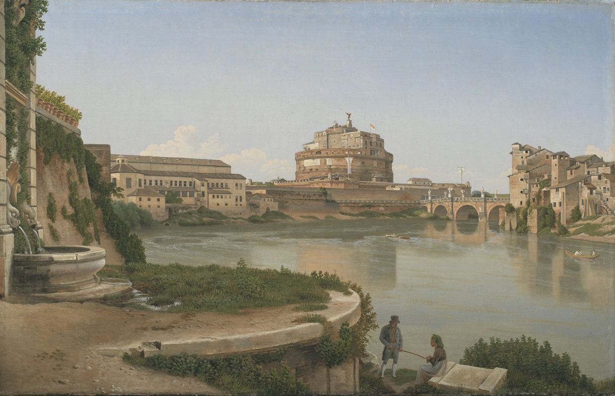 Christoffer Wilhelm Eckersberg - A View across the Tiber from Trastevere towards Castel S. Angelo