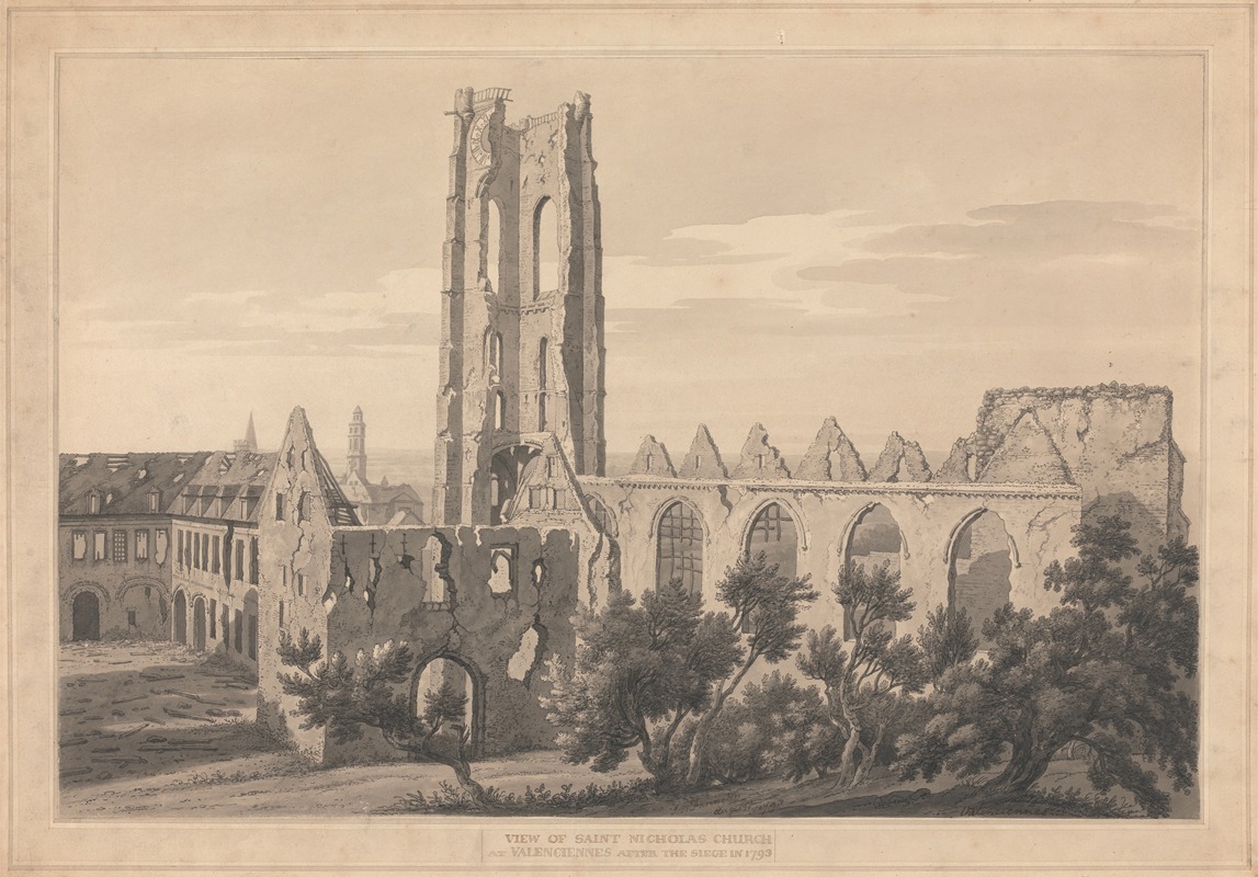 Joseph Farington - View of St. Nicholas Church at Valenciennes after the Siege