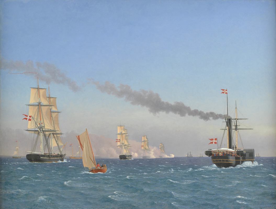 Christoffer Wilhelm Eckersberg - Christian VIII Aboard his Steamship ‘Ægir’ Watching the Manoeuvres of a Squadron near Copenhagen