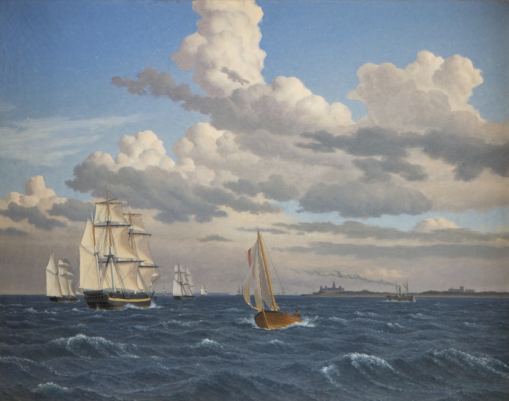 Christoffer Wilhelm Eckersberg - Ships in the Sound North of Kronborg Castle, Elsinore