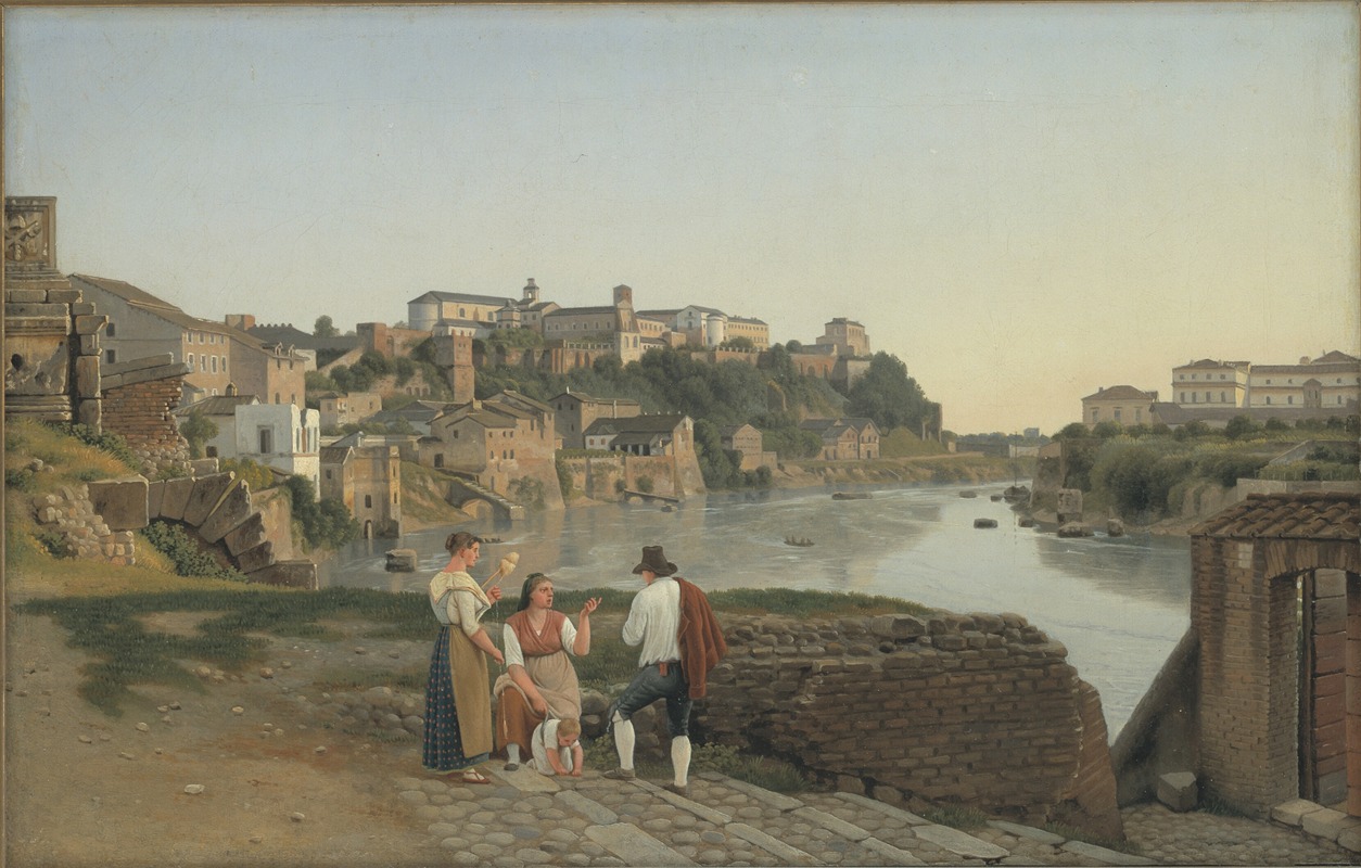 Christoffer Wilhelm Eckersberg - View of the Tiber towards the Aventin Hill in Rome
