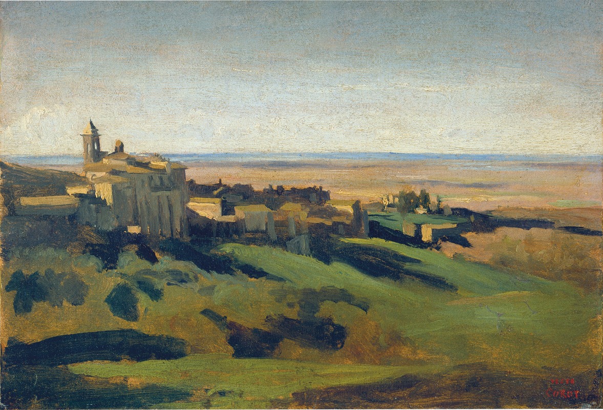 Jean-Baptiste-Camille Corot - View of Marino in the Alban Mountains in the Early Morning