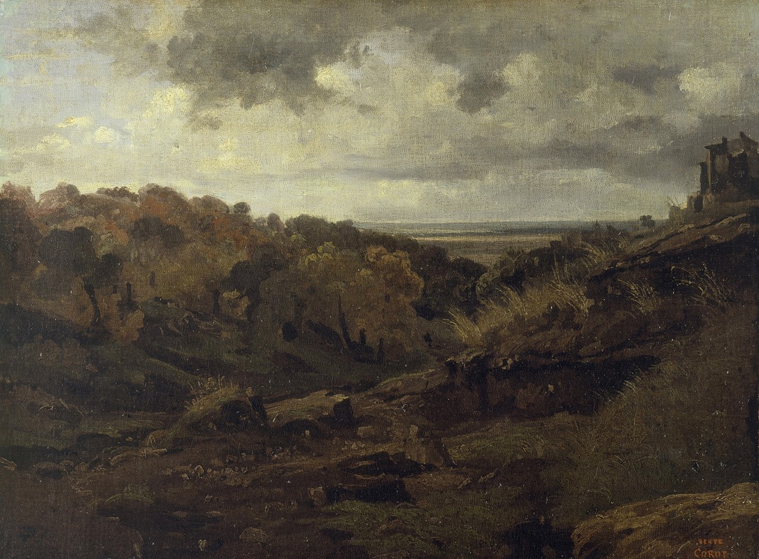 Jean-Baptiste-Camille Corot - Italian Landscape near Marino in Autumn