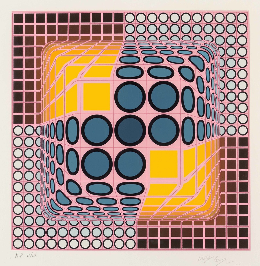 Victor Vasarely - Pink Composition