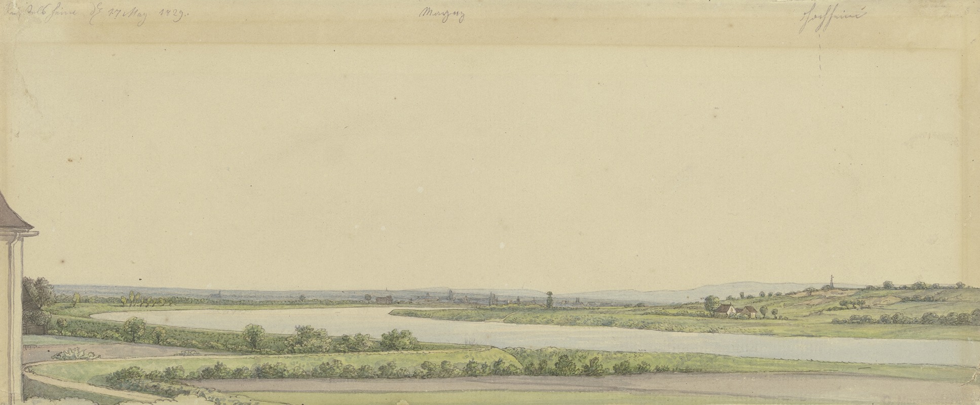 Carl Morgenstern - View from Rüsselsheim across the Main to Mainz and Hochheim, May 17