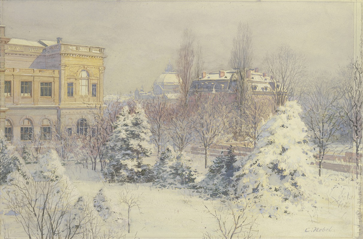 Carl Nebel - Blick von Süden auf das Städelsche Kunstinstitut im Winter