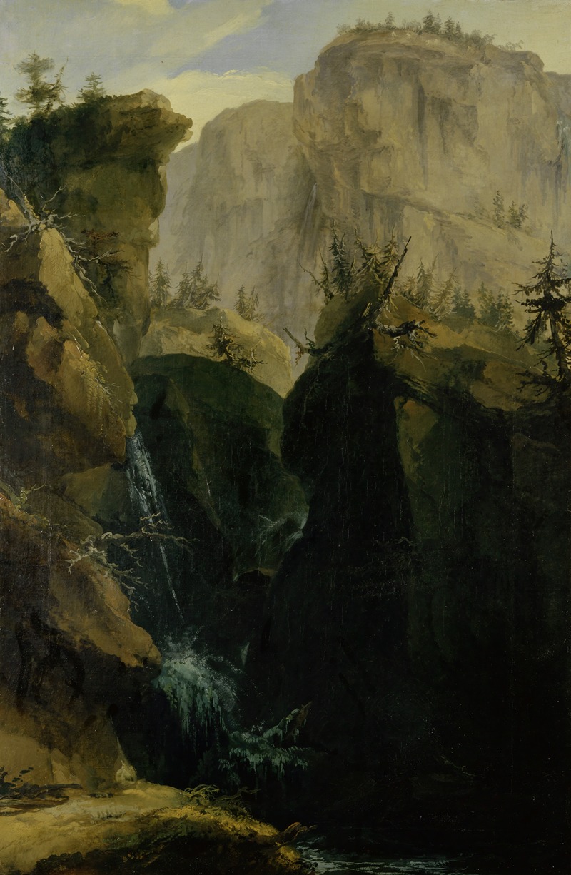 Caspar Wolf - Canyon with Waterfall