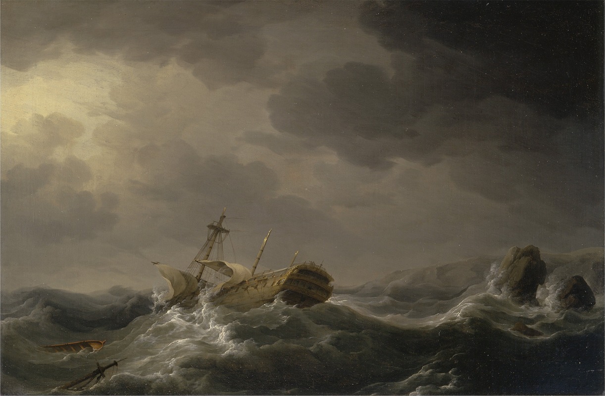 Charles Brooking - Ship wrecked on a rocky coast