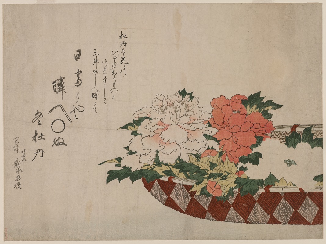 Katsushika Hokusai - Basket of Peonies