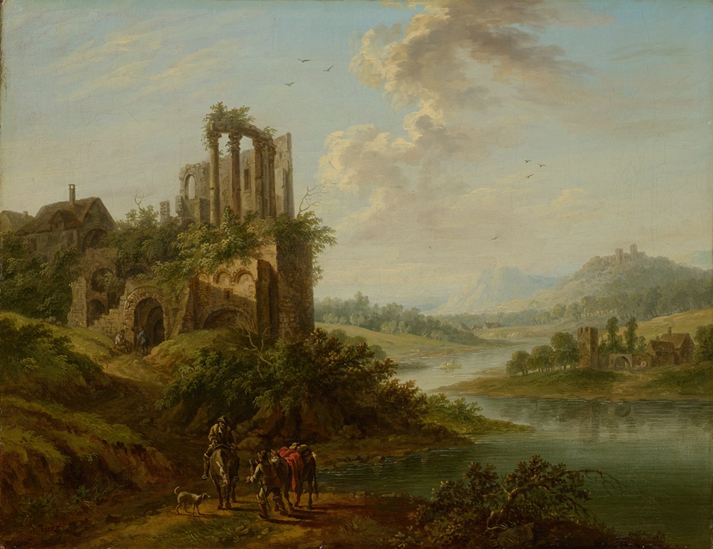 Christian Georg Schütz the elder - Landscape with Temple Ruin