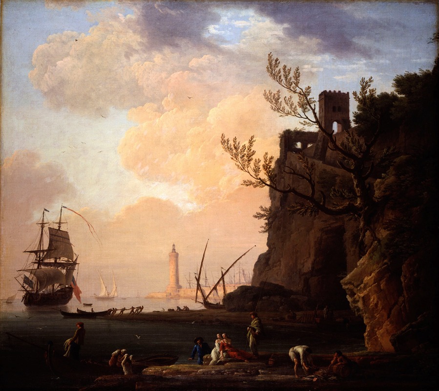 Claude-Joseph Vernet - An Italianate Harbour Scene