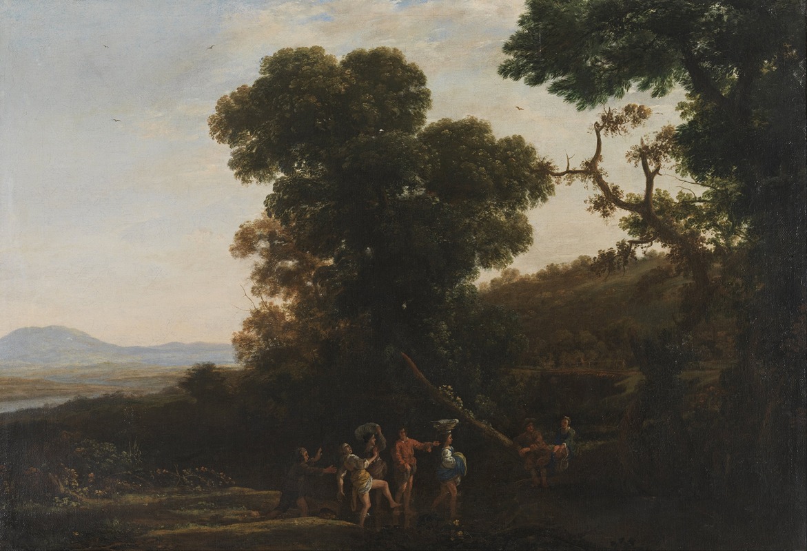 Claude Lorrain - Landscape with Figures Wading Through a Stream