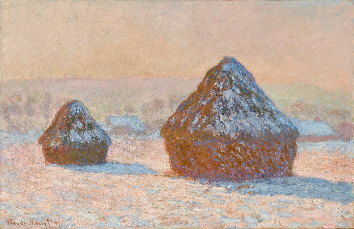 Claude Monet - Wheatstacks, Snow Effect, Morning