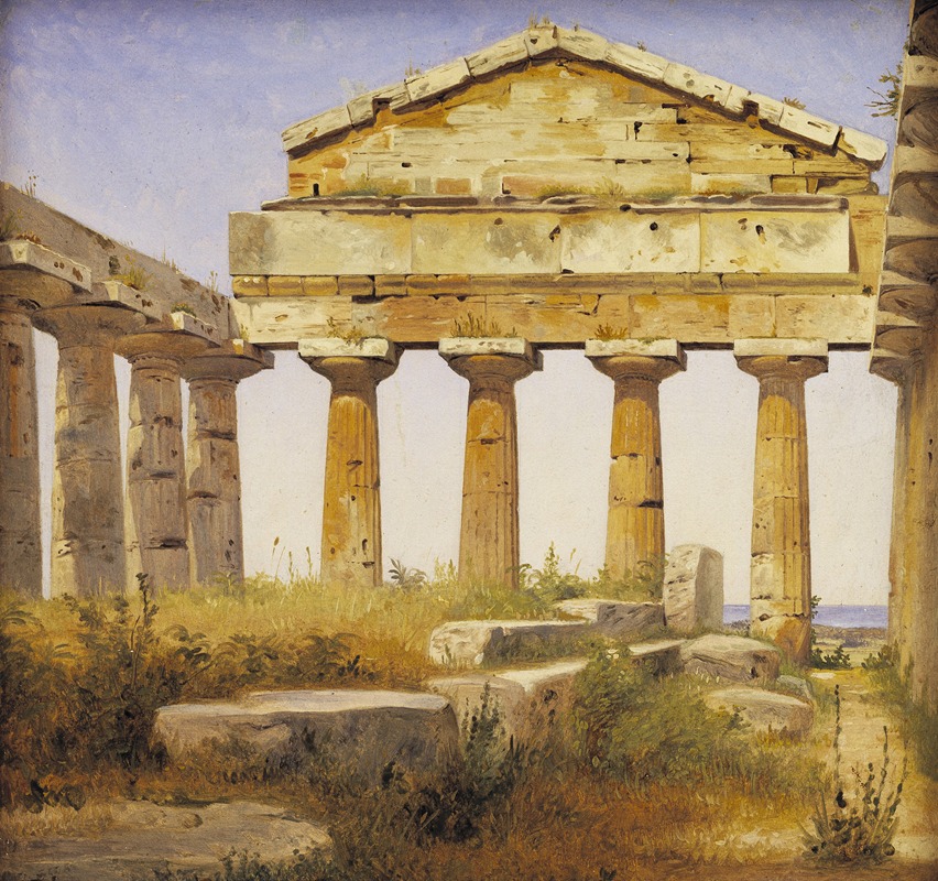 Constantin Hansen - The Temple of Athena in Paestum