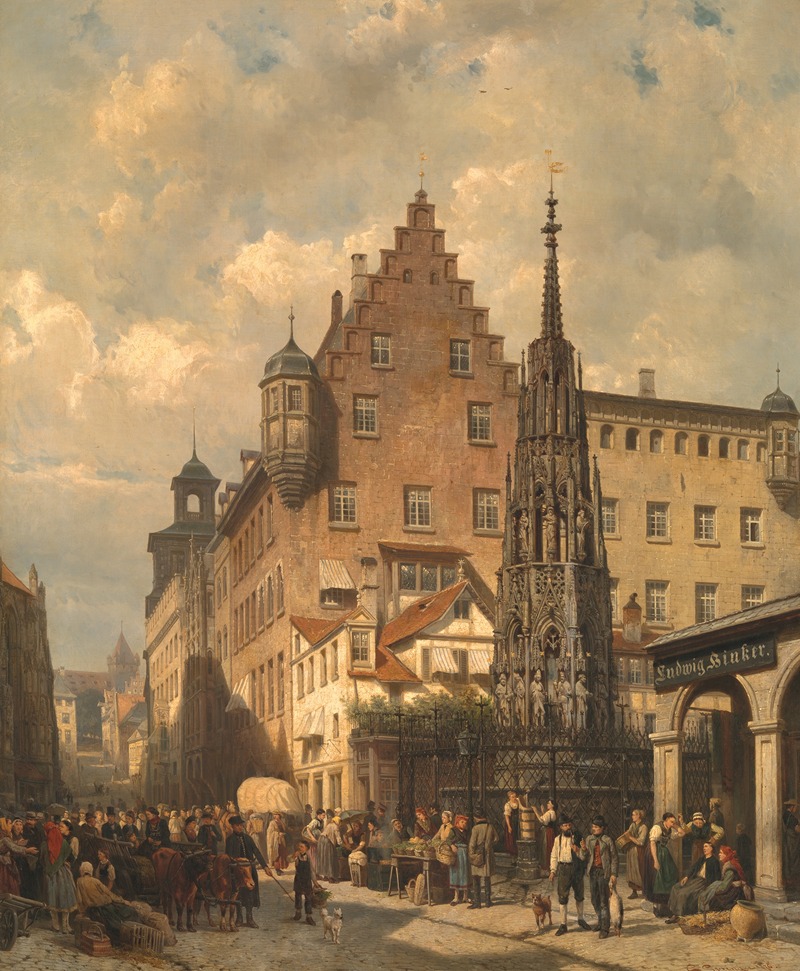 Cornelis Springer - ‘Der Schöne Brunnen’ in Nuremberg