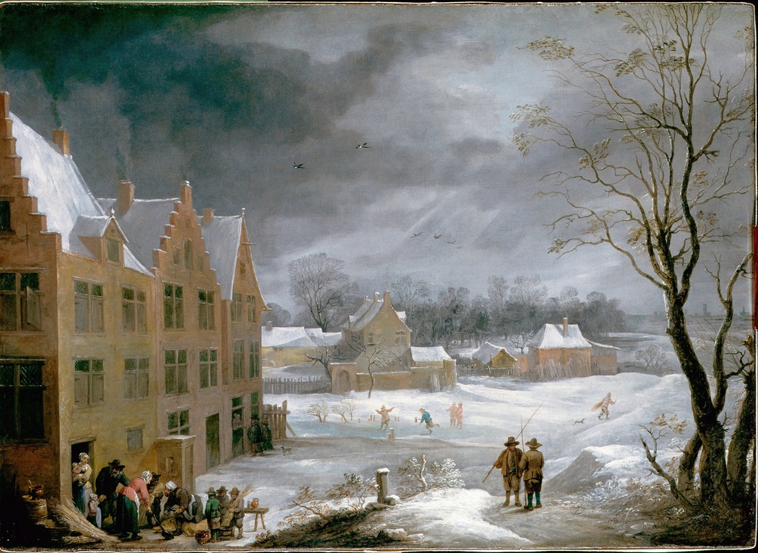 David Teniers The Younger - Winter Scene with a Man Killing a Pig