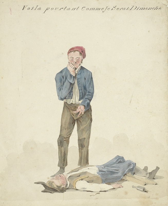 Pieter van Loon - Staande man bij liggende dronkaard