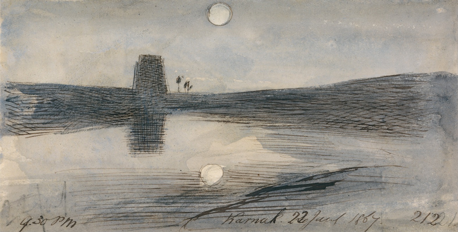 Edward Lear - Karnak, 9-30 pm, 22 January 1867
