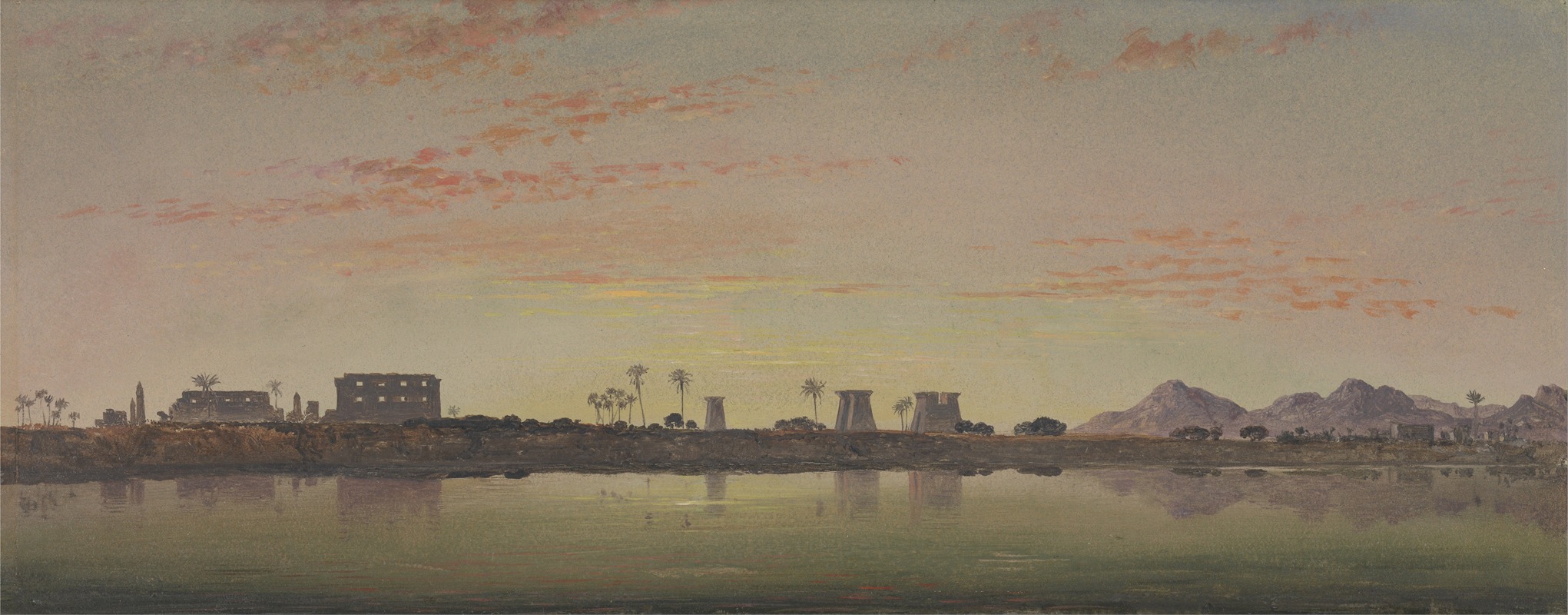 Edward William Cooke - Pylons at Karnak, the Theban Mountains in the Distance