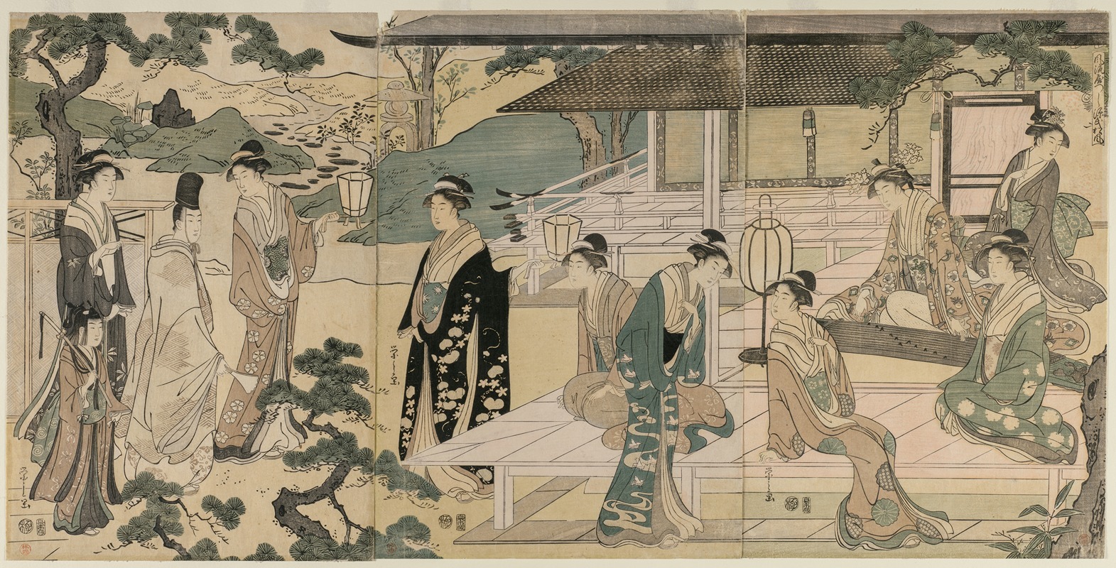 Chōbunsai Eishi - The Matsukaze Chapter of the Tale of Genji (from the series The Tale of Genji in Elegant Modern Dress)