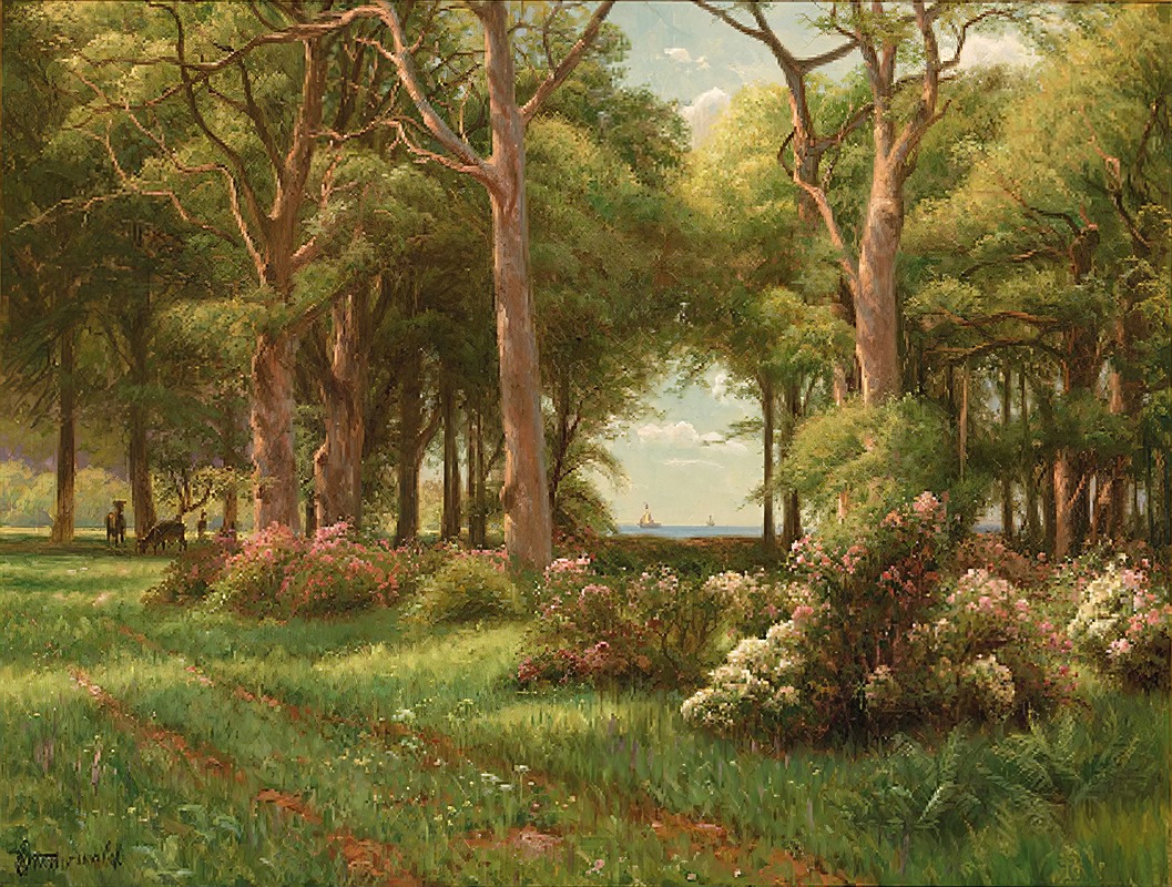 En Sommerdag I Skoven, Nær Havet by Emil Wennerwald - Artvee