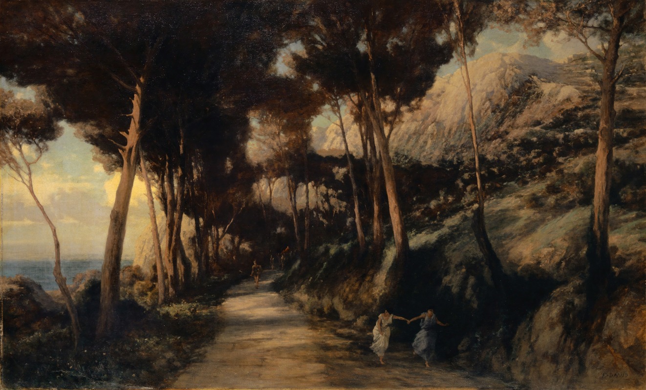 Emile François David - Landsape on Capri, called the Route of Tiberius