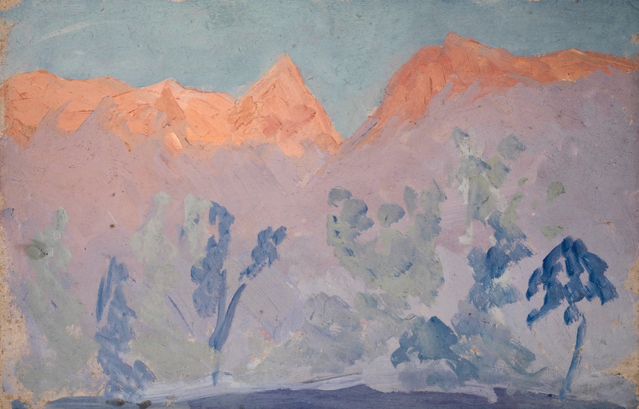 Ernst Schiess - Mountains at Sunset