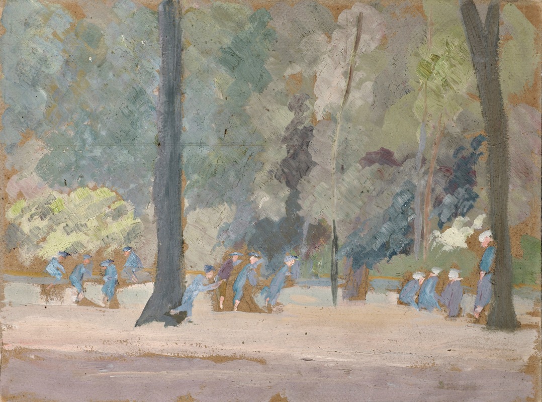 Ernst Schiess - Playing Boys in a Public Park