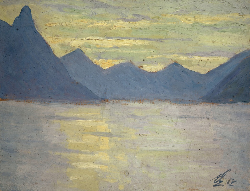 Ernst Schiess - View on the Lake of Lugano toward the Mountains of Porlezza