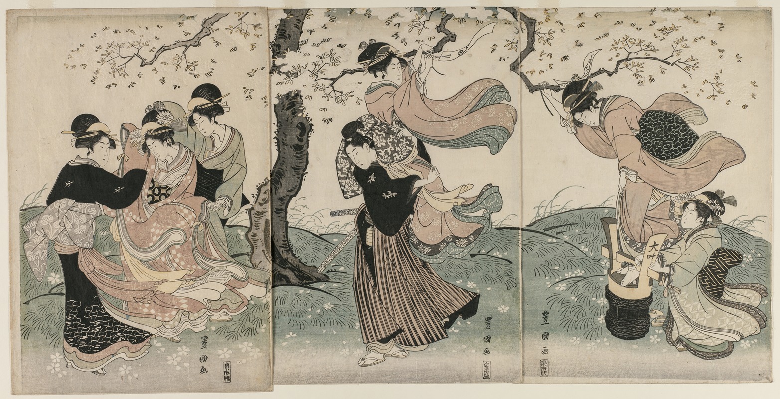 Toyokuni Utagawa - Cherry Blossoms in the Wind