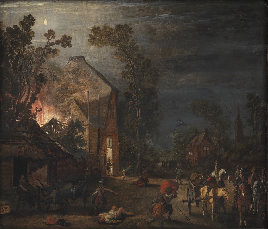 Esaias van de Velde - A Village Looted at Night