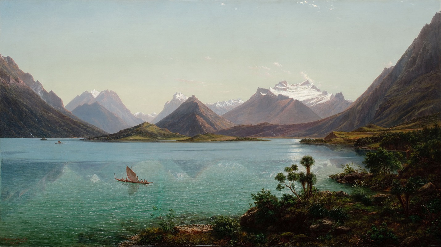 Eugène von Guérard - Lake Wakatipu with Mount Earnslaw, Middle Island, New Zealand