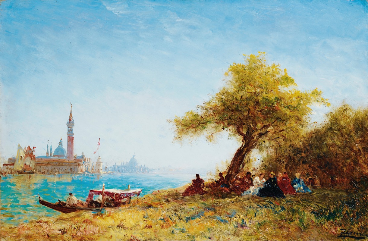 Félix Ziem - Resting In The Countryside Near venice