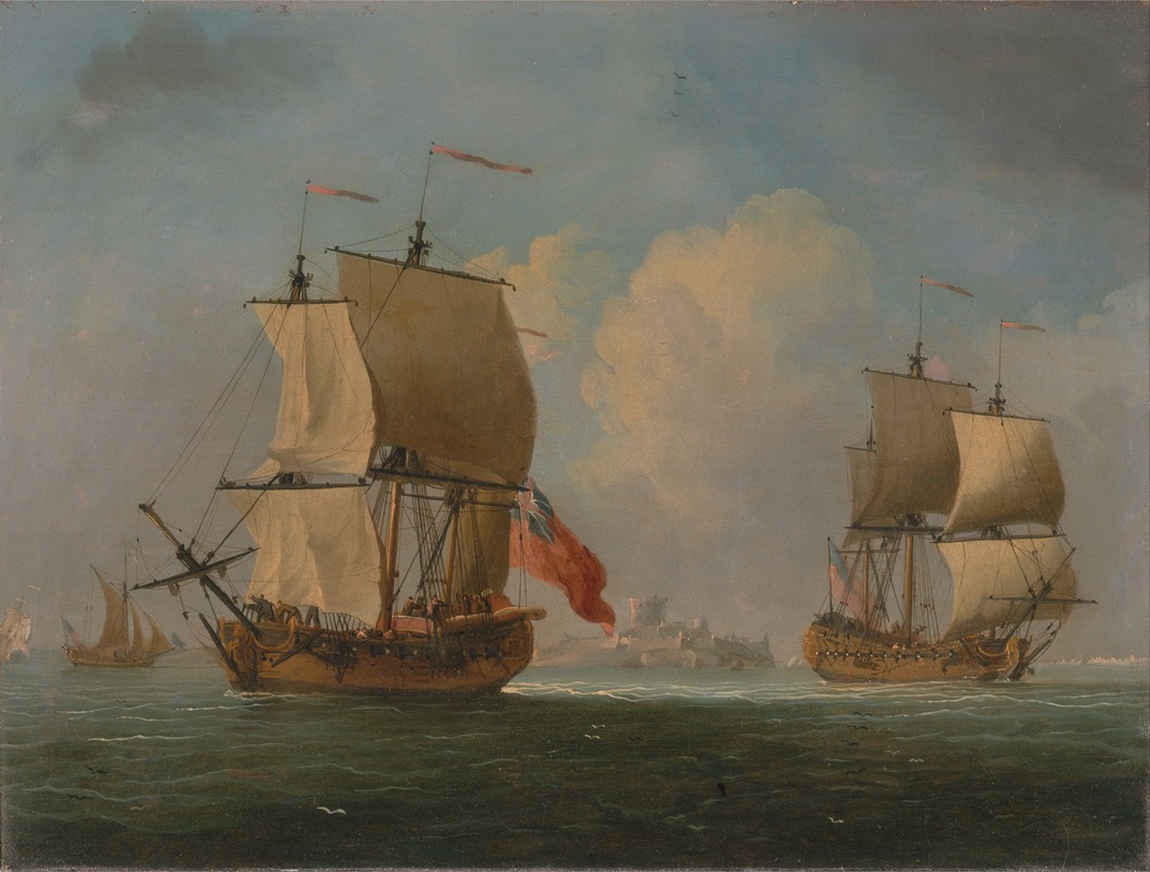 Francis Swaine - An English Sloop and a Frigate in a Light Breeze