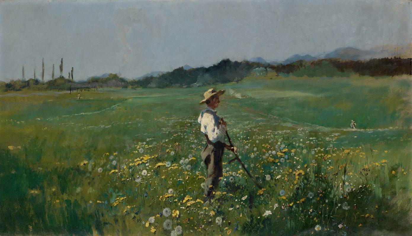 Frank Buchser - Reaper in a Flowery Meadow