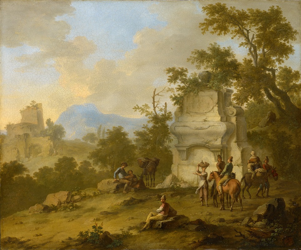 Franz de Paula Ferg - Landscape with Tomb and Horsemen II