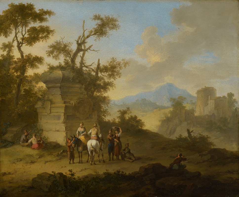 Franz de Paula Ferg - Landscape with Tomb and Horsemen