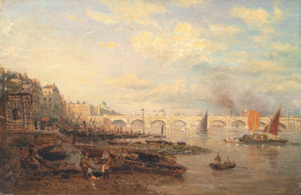 Frederick Nash - The Thames and Waterloo Bridge from Somerset House