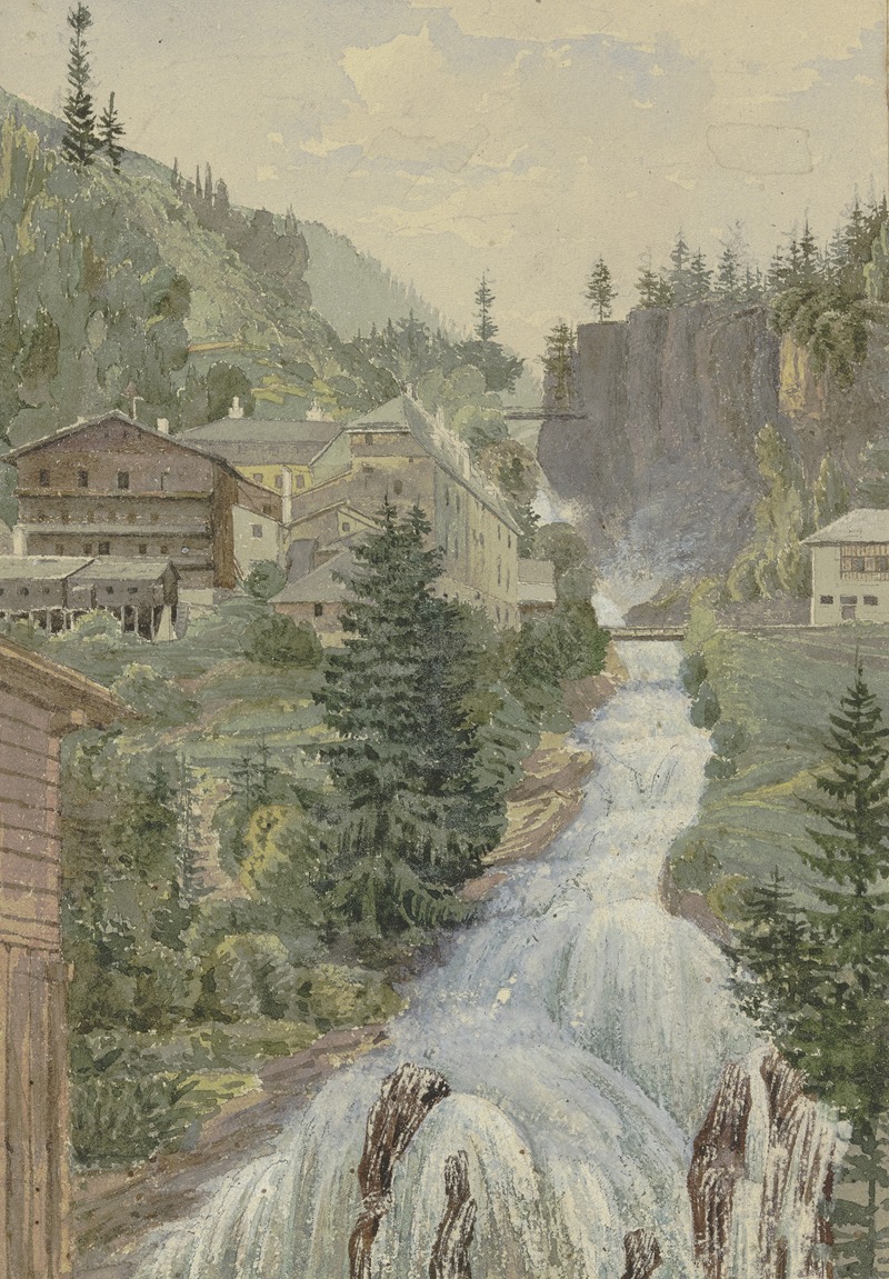 Georg Von Krieg - Alpine brook with houses