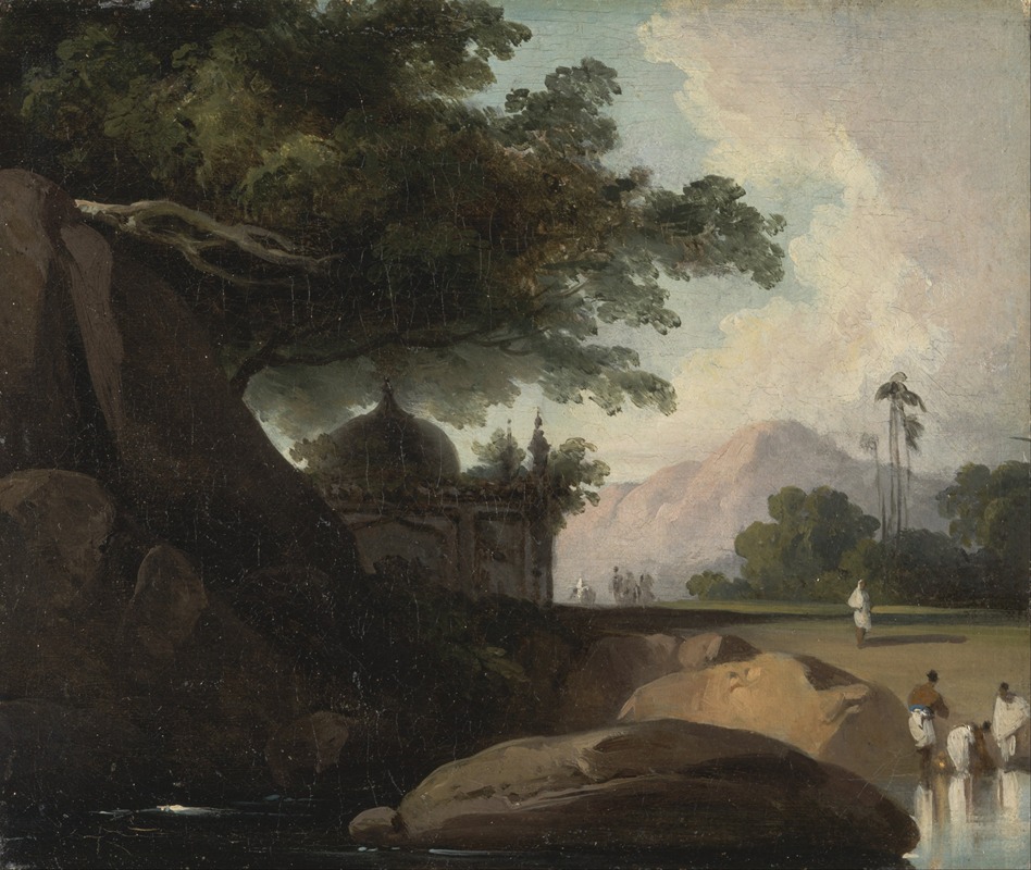 George Chinnery - Indian Landscape with Temple