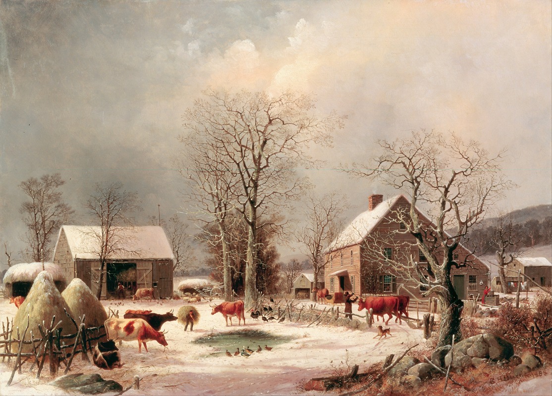 George Henry Durrie - Farmyard in Winter