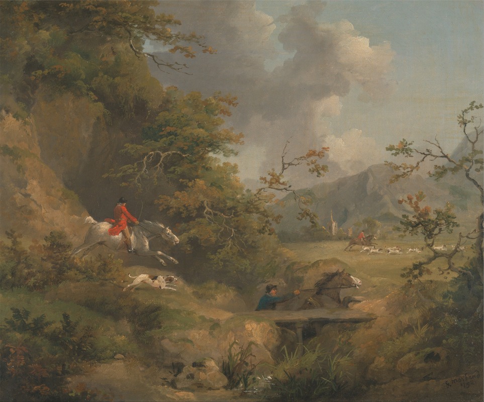 George Morland - Foxhunting in Hilly Country