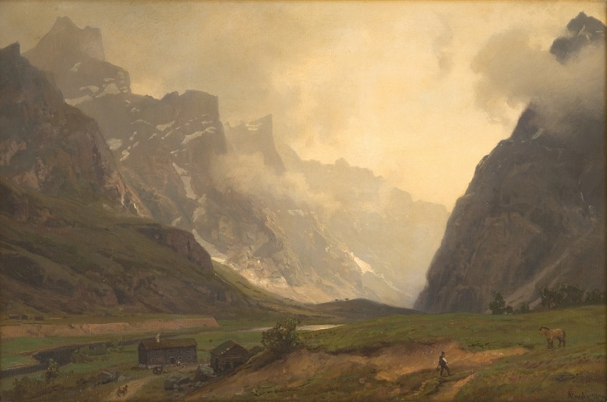 Hans Gude - The Troll Peaks in Romsdalen, The Foot of Romsdalshorn to the Right